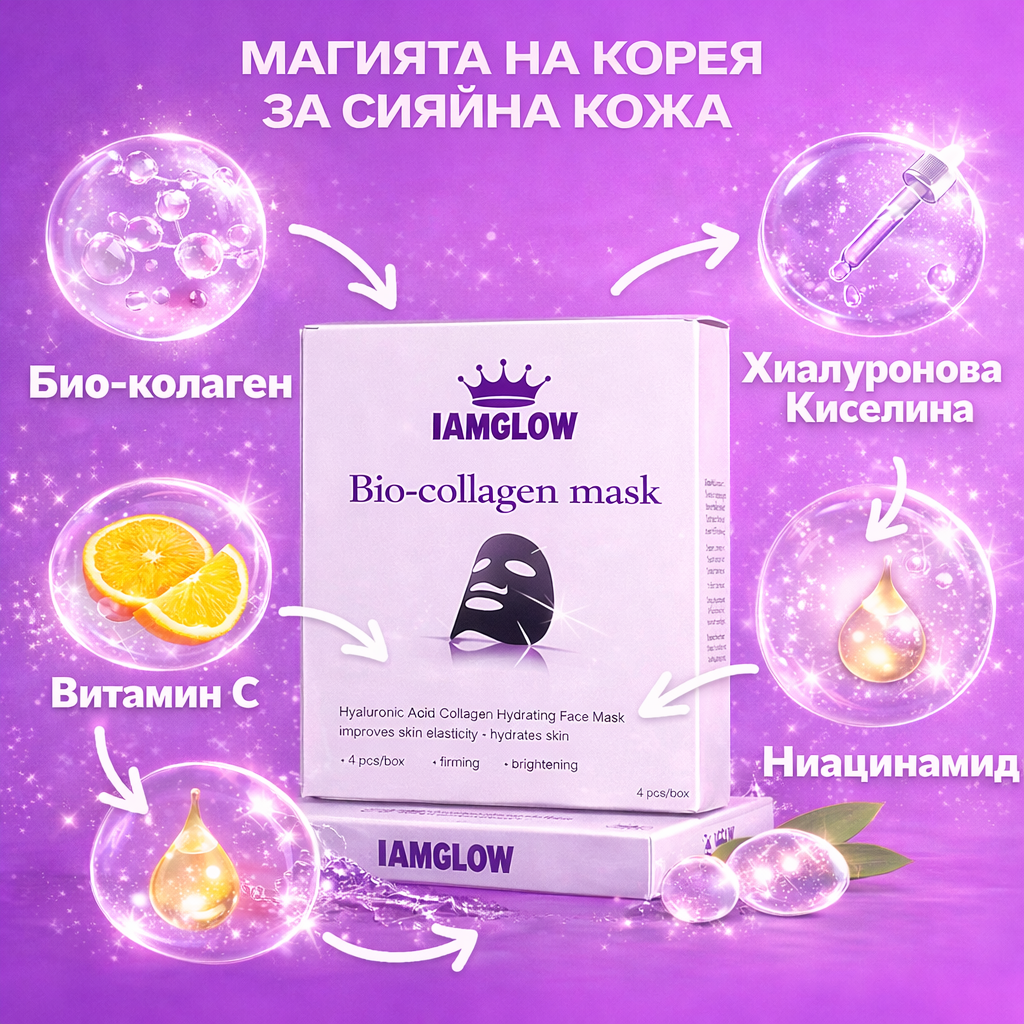 IamGlow™ Корейска маска за лице с био-колаген